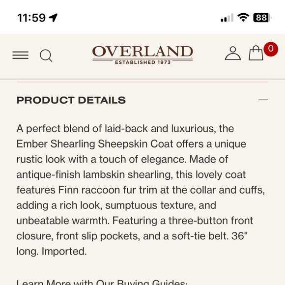 Overland Ember Sheepskin belted jacket with raccoon fur trim - Picture 5 of 11